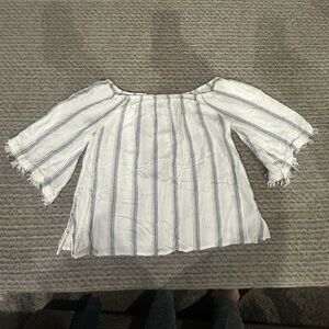 HONEY BELLE white/blue striped off the shoulder top, size S!